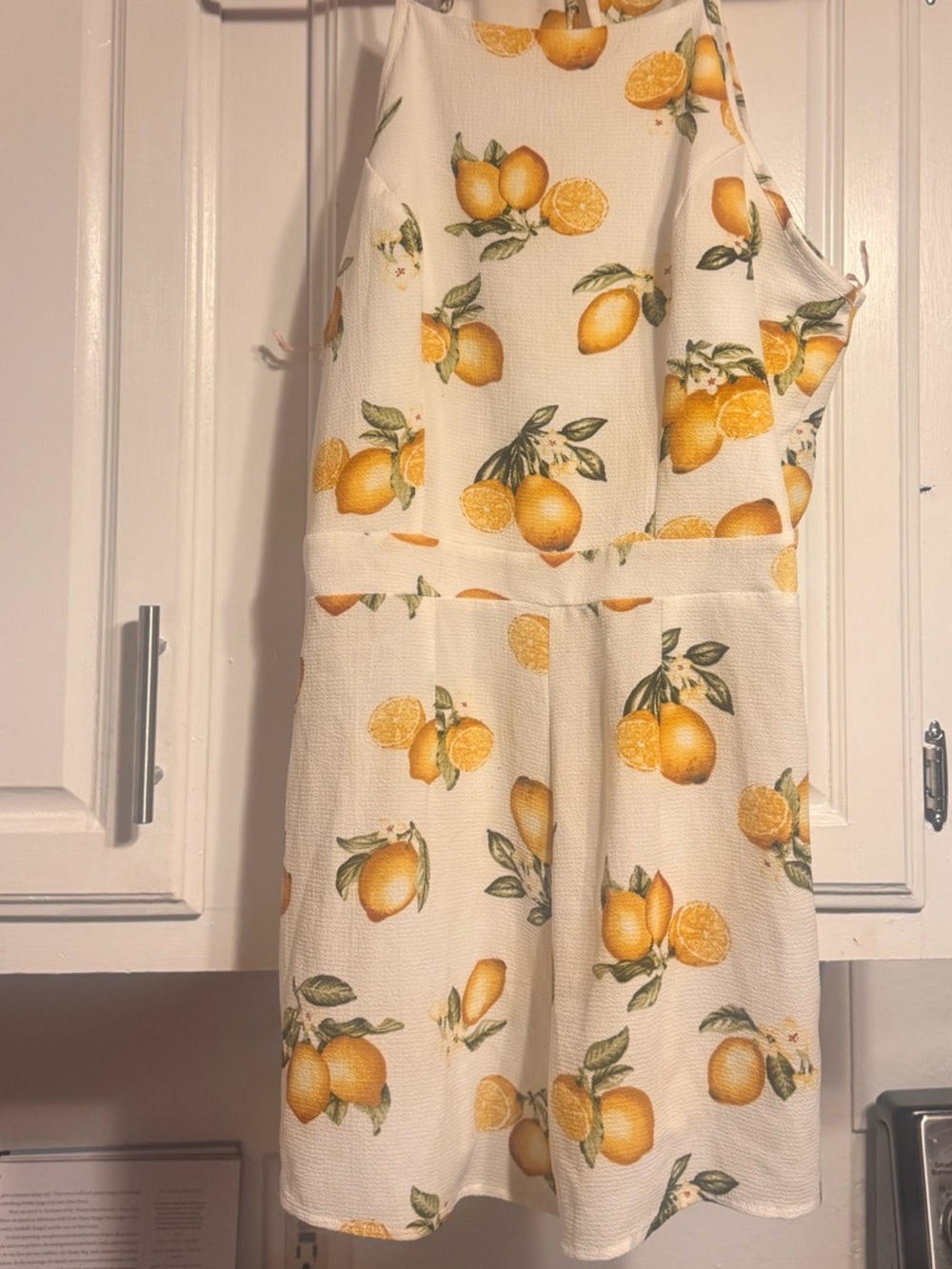Chic Nation Cream Jumpsuit with Yellow Lemon Print